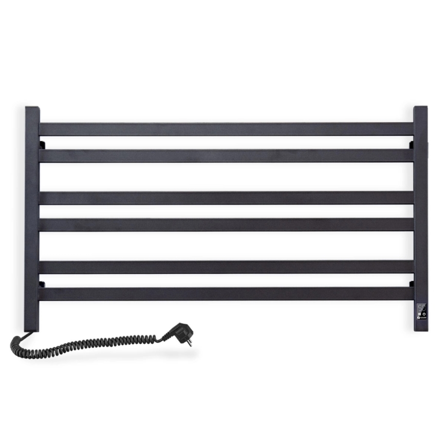 Лира за баня с термостат AVANGARD 316W/230V 50,6 cm IP44, черна, лява, с квадратни профили