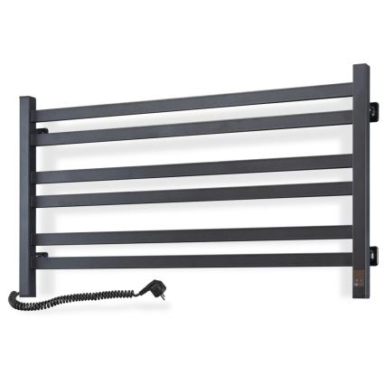 Лира за баня с термостат AVANGARD 316W/230V 50,6 cm IP44, черна, лява, с квадратни профили