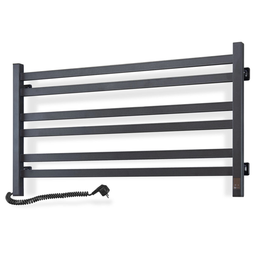 Лира за баня с термостат AVANGARD 316W/230V 50,6 cm IP44, черна, лява, с квадратни профили