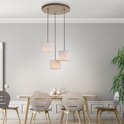Leuchten Direkt 11236-79 - Пендел BARK 3xE27/40W/230V дървен