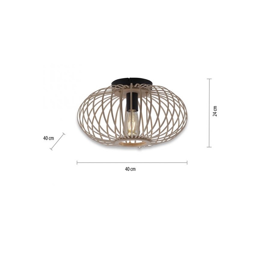Leuchten Direkt 11410-79 - Полилей за повърхностен монтаж RACOON 1xE27/40W/230V Ø 40 см бамбук