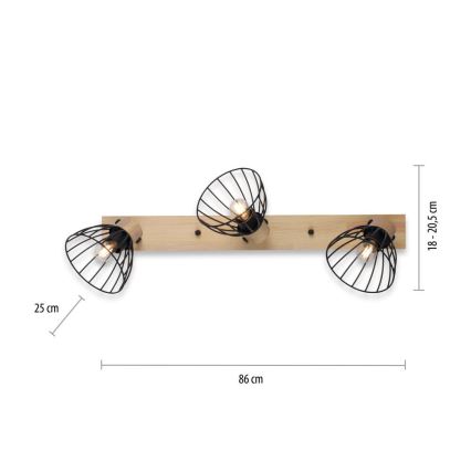 Leuchten Direkt 11418-18 - Спот LAMI 3xE27/25W/230V акация/метал