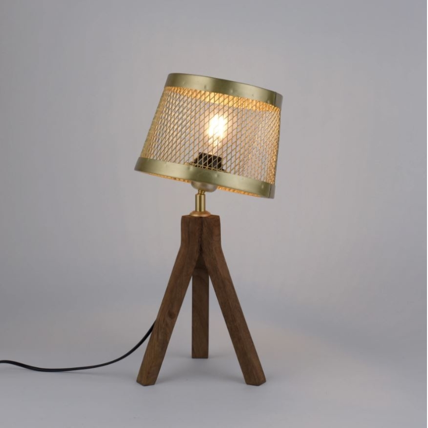 Leuchten Direkt 11423-60 - Настолна лампа FREDERIK 1xE27/60W/230V манго