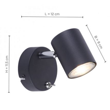 Leuchten Direkt 11941-13 - LED Стенен спот TARIK 1xGU10/5W/230V черен