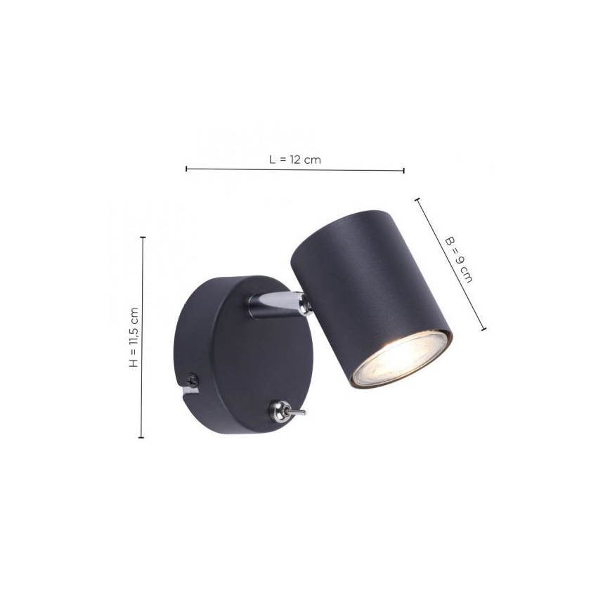 Leuchten Direkt 11941-13 - LED Стенен спот TARIK 1xGU10/5W/230V черен