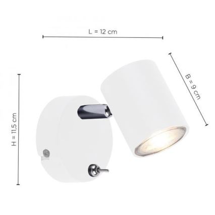 Leuchten Direkt 11941-16 - LED Стенен спот TARIK 1xGU10/5W/230V бял