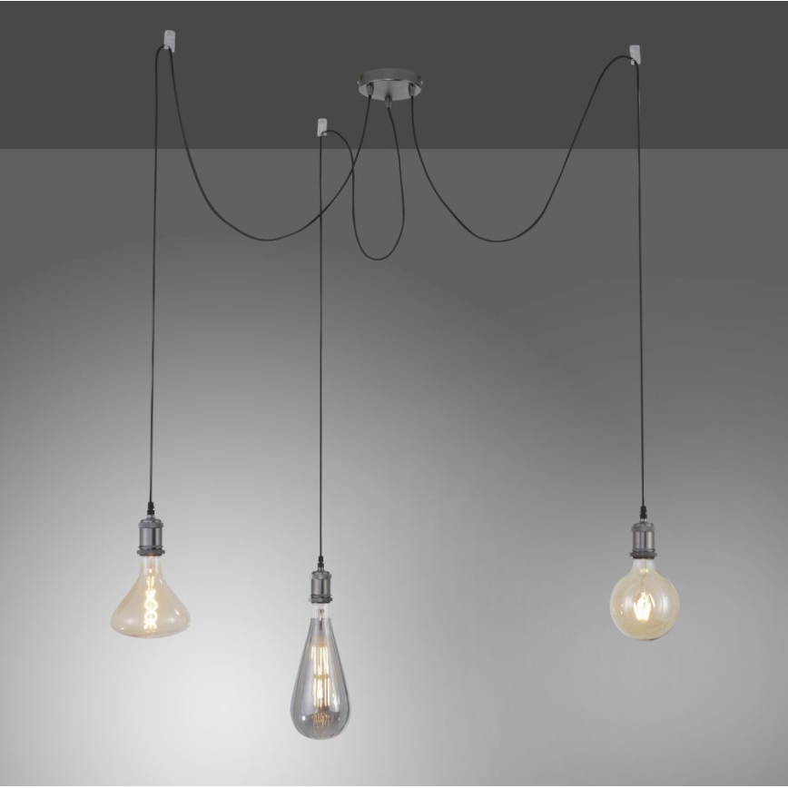 Leuchten Direkt 13571-18 - Пендел DIY 3xE27/60W/230V паяк черен
