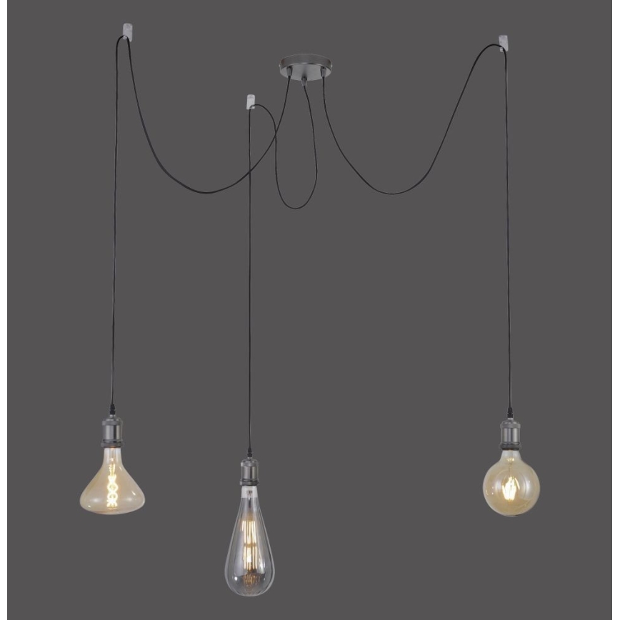 Leuchten Direkt 13571-18 - Пендел DIY 3xE27/60W/230V паяк черен