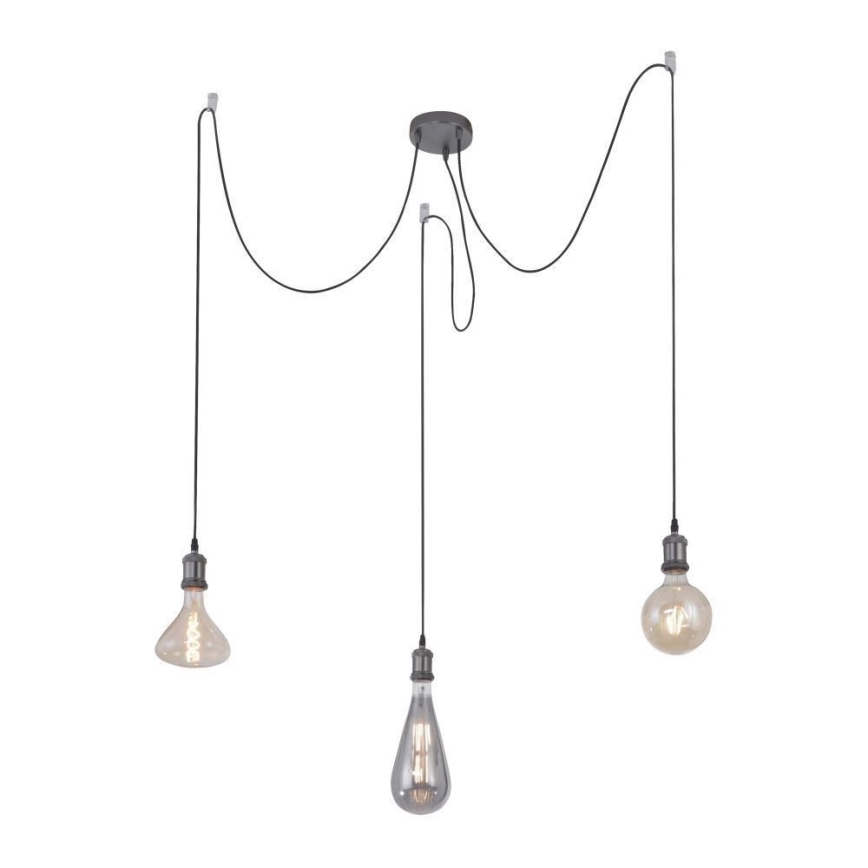 Leuchten Direkt 13571-18 - Пендел DIY 3xE27/60W/230V паяк черен