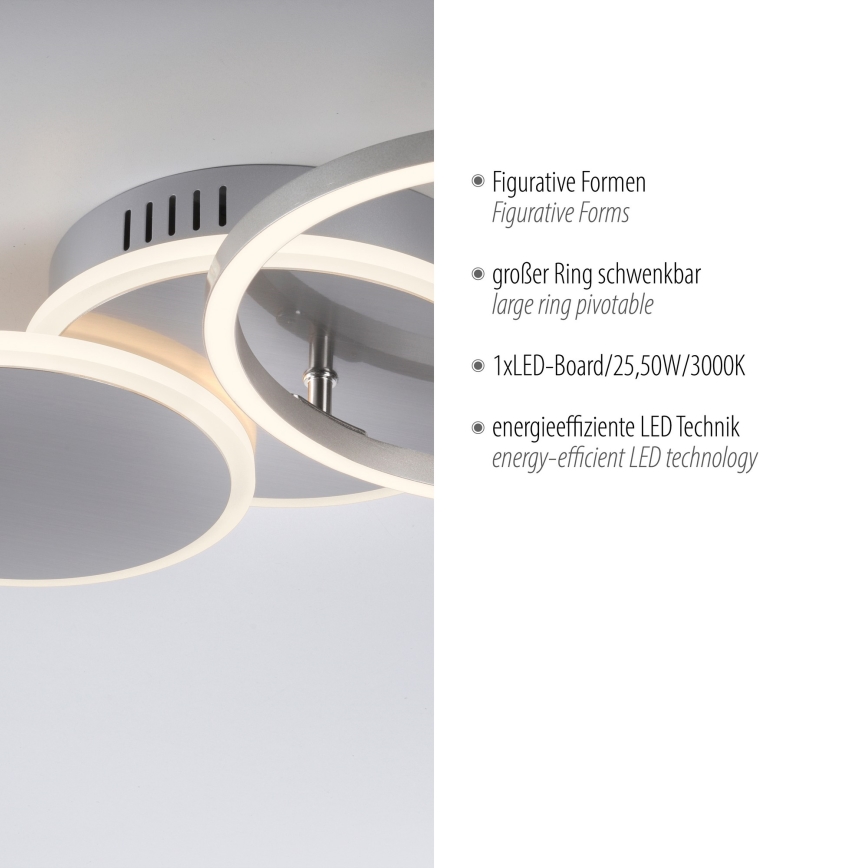 Leuchten Direkt 14116-55 - LED Плафониера SEVENT LED/25,5W/230V матов хром