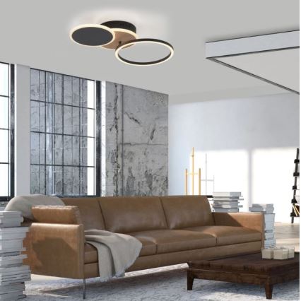 Leuchten Direkt 14116-78 - LED Плафониера SEVENT LED/25,5W/230V черен/кафяв