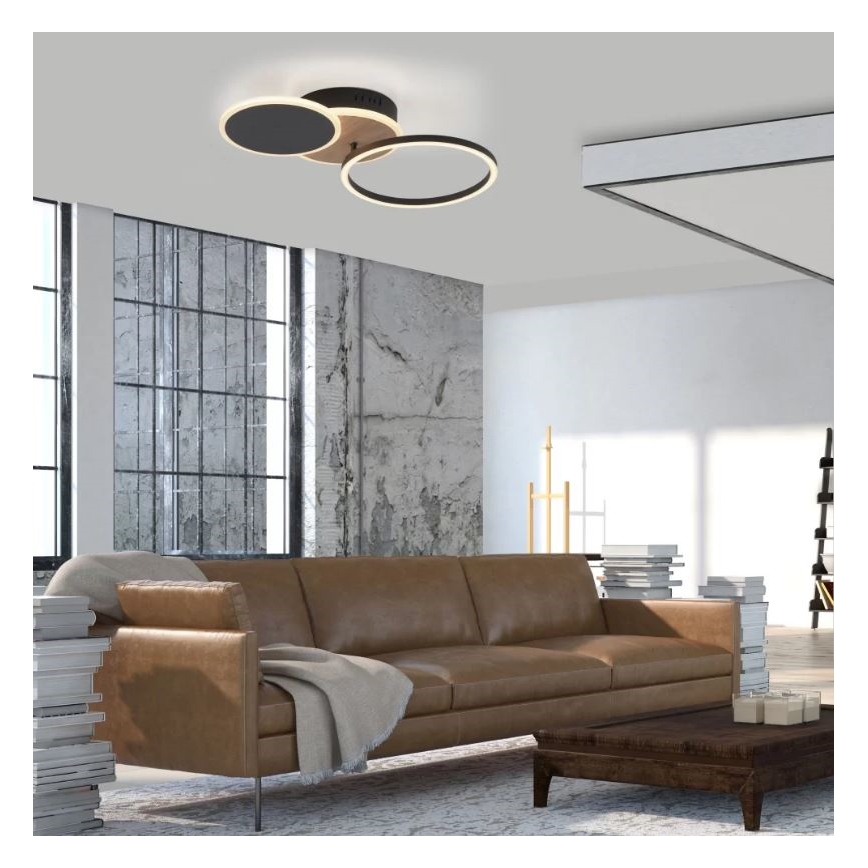Leuchten Direkt 14116-78 - LED Плафониера SEVENT LED/25,5W/230V черен/кафяв