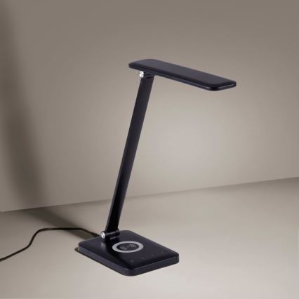 Leuchten Direkt 14415-16 - LED Димируема сензорна настолна лампа с безжично зареждане FLORENTINA LED/5W/230V 3000-5000K черна + USB