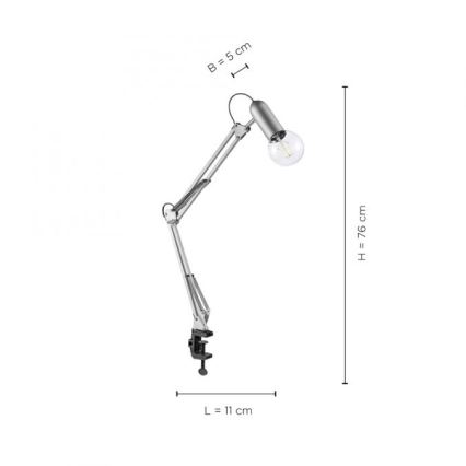 Leuchten Direkt 14773-55 - Настолна лампа с щипка TURN ME 1xE27/60W/230V матов хром