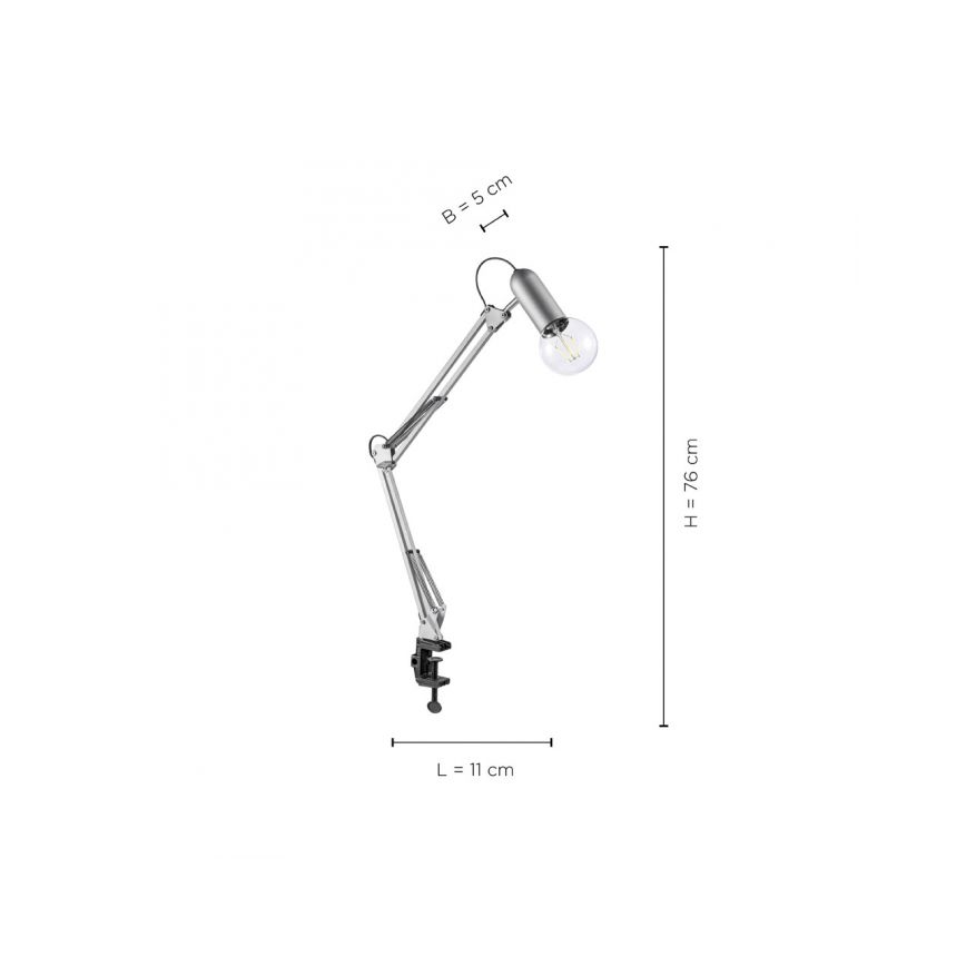 Leuchten Direkt 14773-55 - Настолна лампа с щипка TURN ME 1xE27/60W/230V матов хром