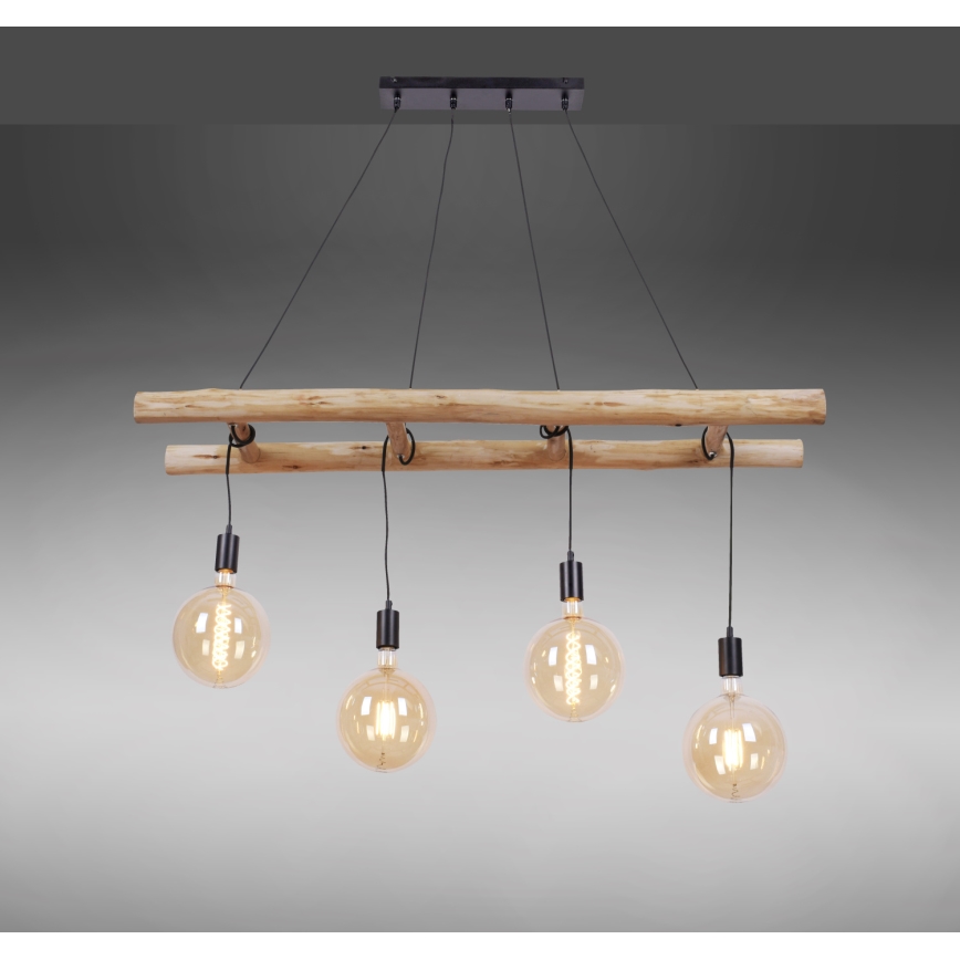 Leuchten Direkt 15025-18 - Пендел EDGAR 4xE27/60W/230V евкалипт