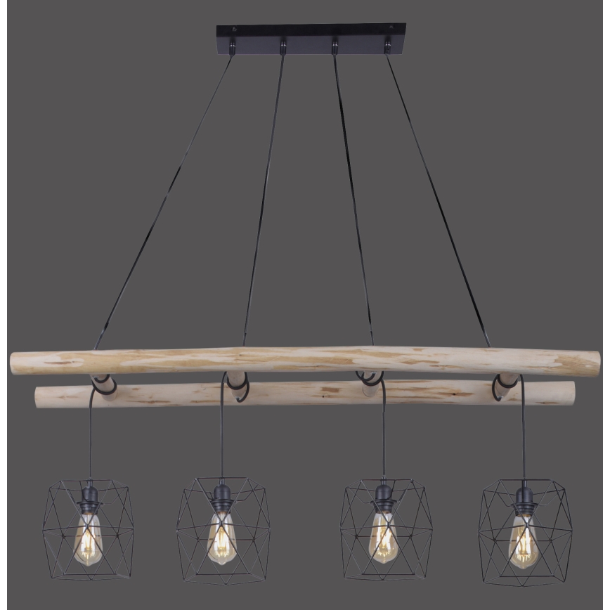 Leuchten Direkt 15036-18 - Пендел EDGAR 4xE27/60W/230V евкалипт