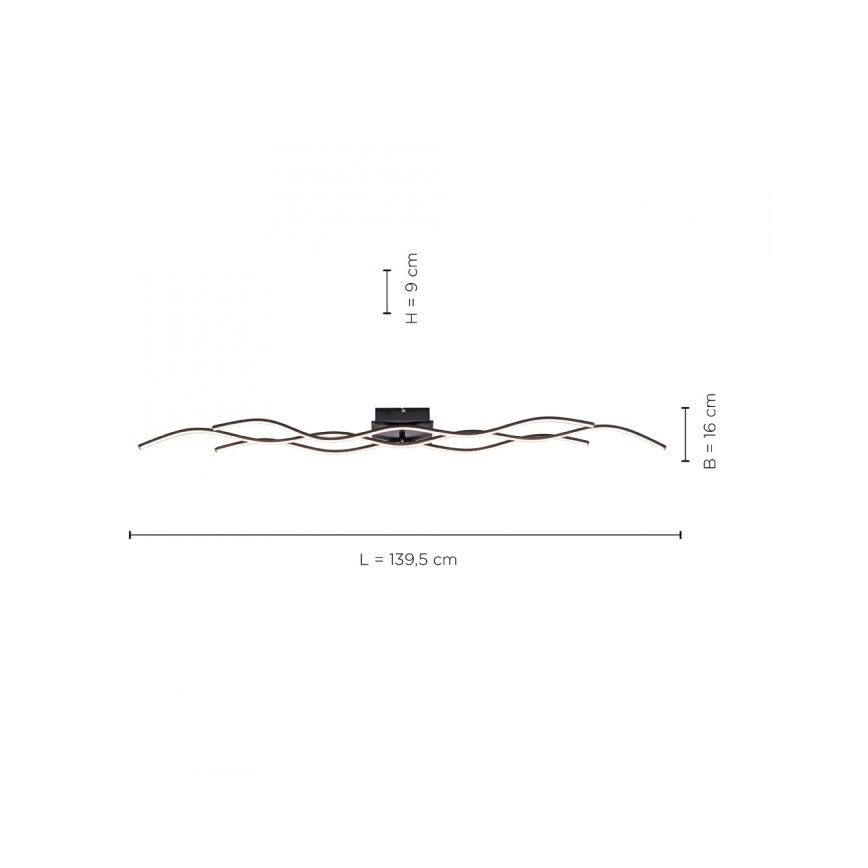 Leuchten Direkt 15167-18-LED Повърхностен полилей WAWE 2xLED/12,5W/230V+1xLED/17W черен