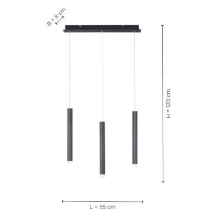 Leuchten Direkt 15203-18 - LED Висящ полилей 3xLED/4,8W/230V черен