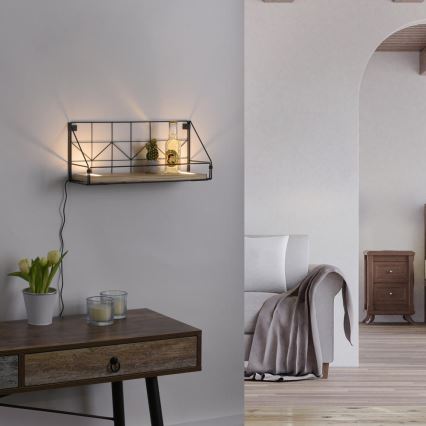 Leuchten Direkt 15277-18 - Shelf с LED осветление BOARD 2xLED/1,75W/230V 45 см евкалипт