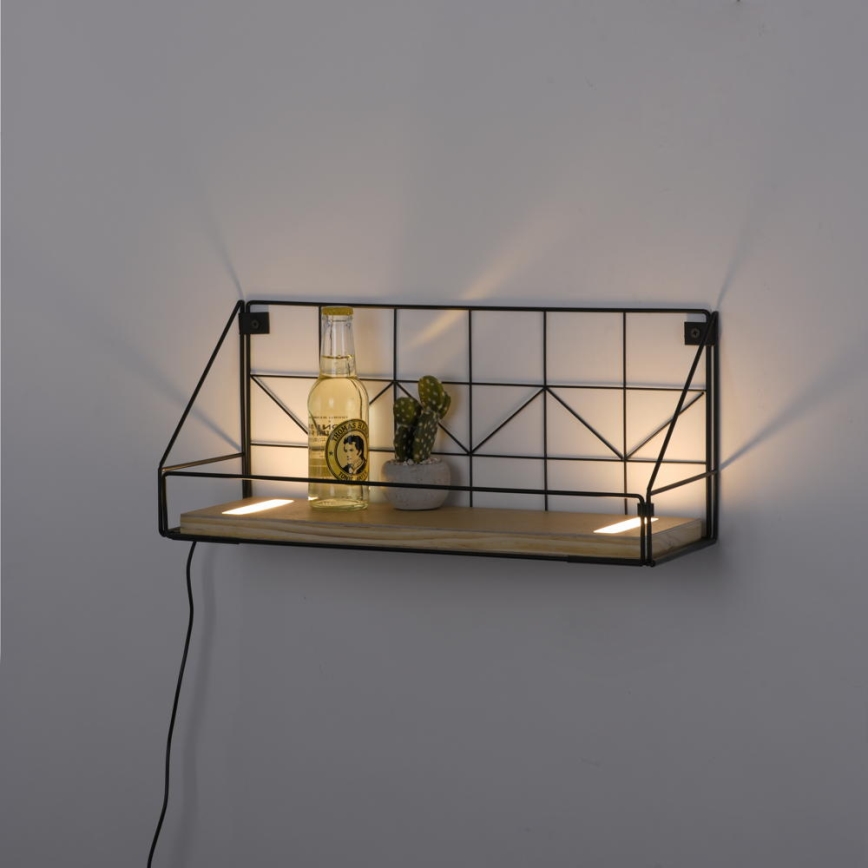 Leuchten Direkt 15277-18 - Shelf с LED осветление BOARD 2xLED/1,75W/230V 45 см евкалипт