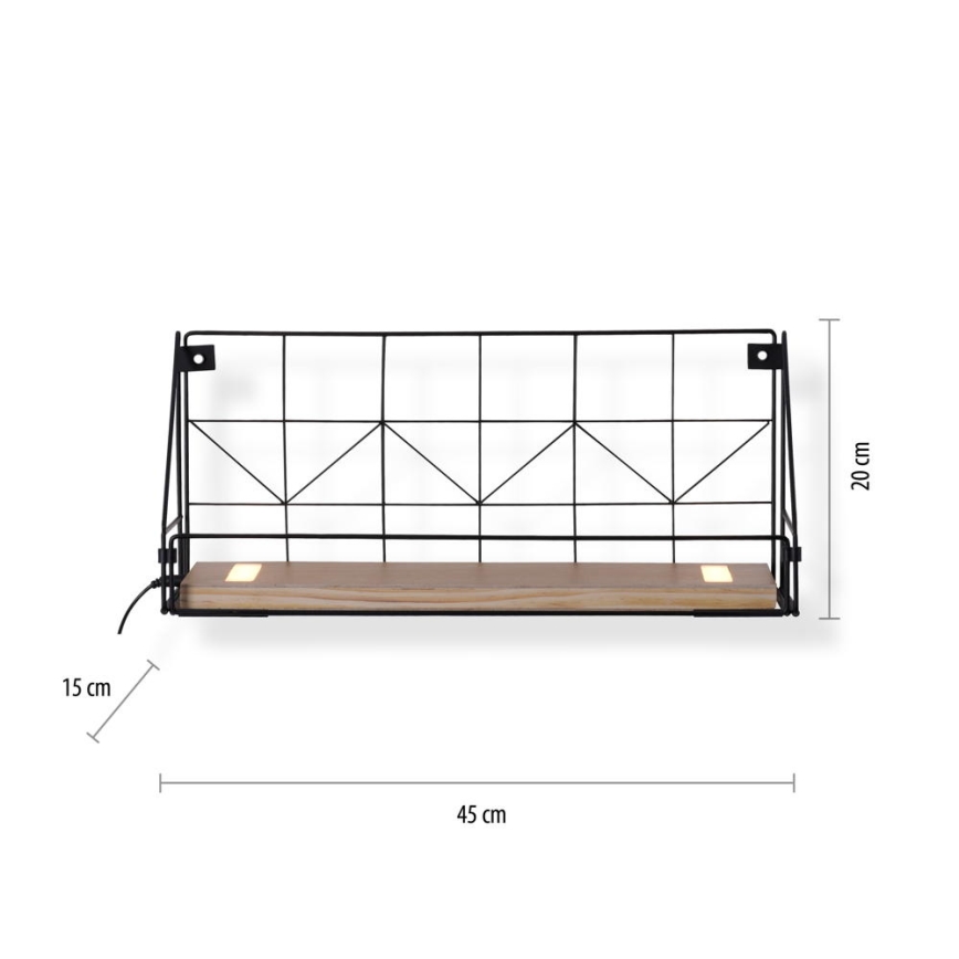Leuchten Direkt 15277-18 - Shelf с LED осветление BOARD 2xLED/1,75W/230V 45 см евкалипт
