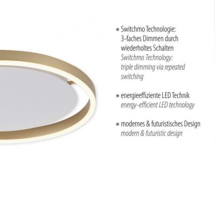 Leuchten Direkt 15391-60 - LED Димируем плафон RITUS LED/20W/230V месинг