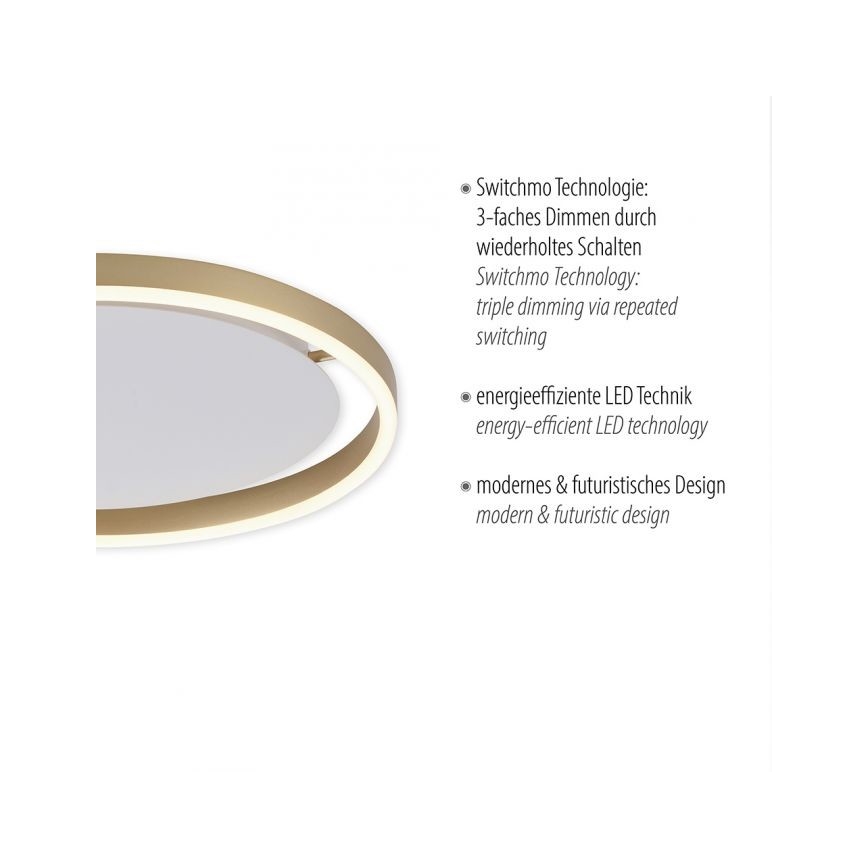 Leuchten Direkt 15391-60 - LED Димируем плафон RITUS LED/20W/230V месинг