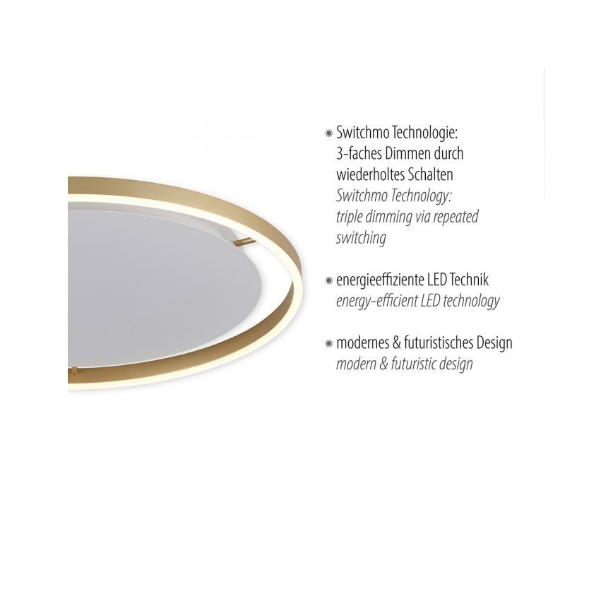 Leuchten Direkt 15392-60 - LED Димируем плафон RITUS LED/28W/230V месинг