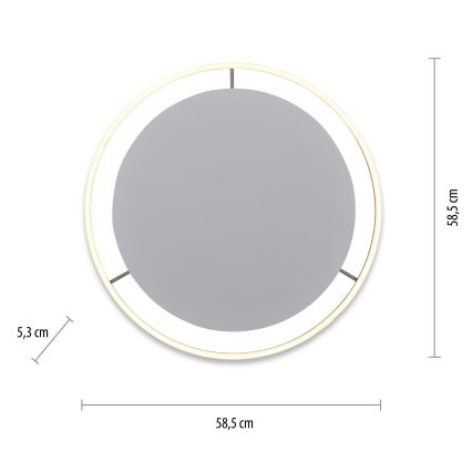 Leuchten Direkt 15392-95 - LED Димируем плафон RITUS LED/30W/230V матов хром