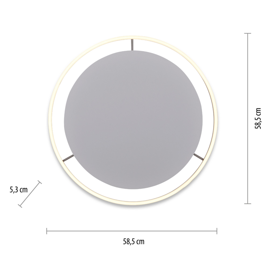 Leuchten Direkt 15392-95 - LED Димируем плафон RITUS LED/30W/230V матов хром