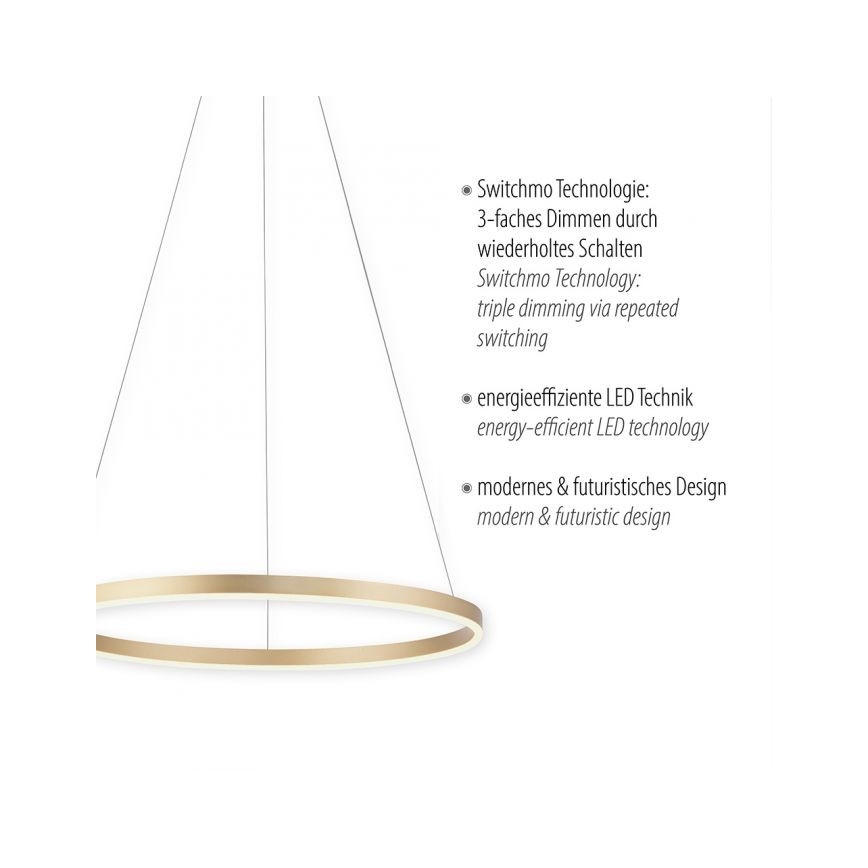 Leuchten Direkt 15394-60 - LED Димируем пендел RITUS LED/28W/230V месинг