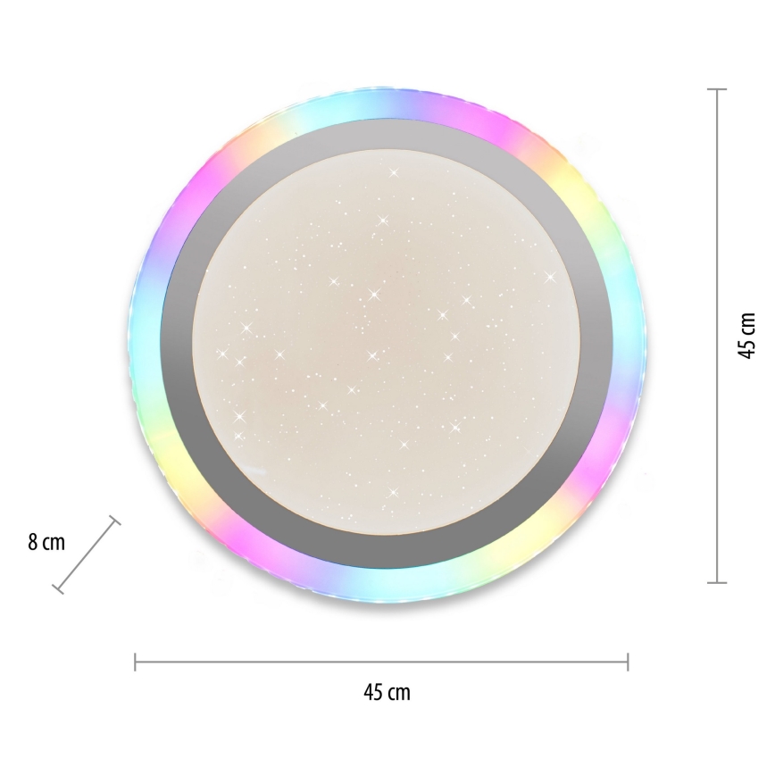 Leuchten Direkt 15411-21- LED RGB Димируем плафон CYBA LED/26W/230V + дистанционно