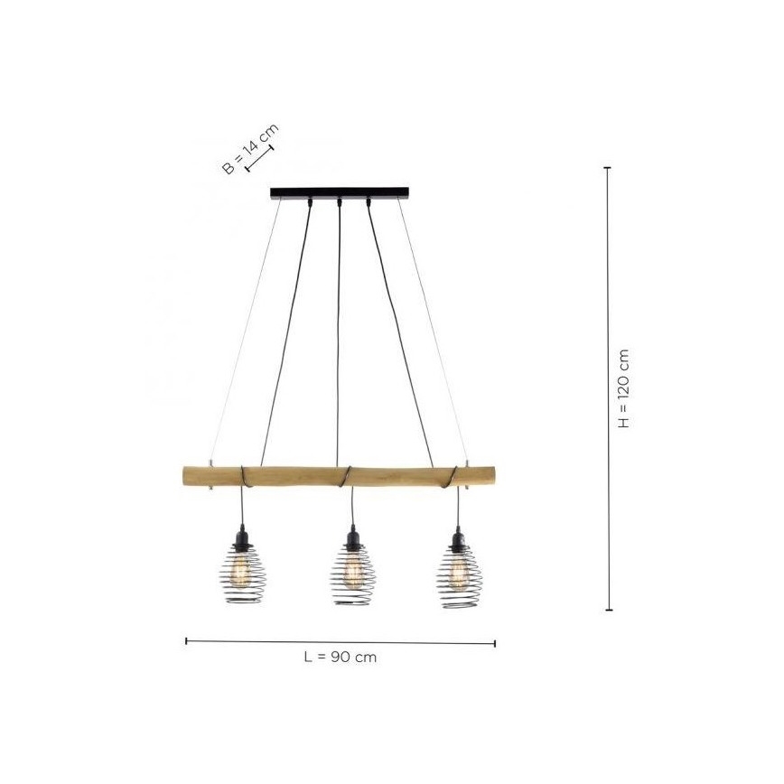 Leuchten Direkt 15526-79 - Пендел SPRING 3xE27/40W/230V евкалипт