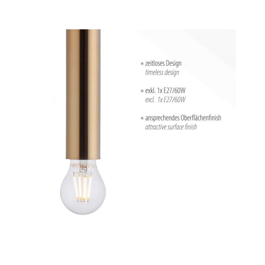 Leuchten Direkt 15617-60 - Пендел BRUNA 1xE27/60W/230V месинг