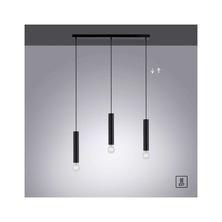 Leuchten Direkt 15618-18 - Пендел BRUNA 3xE27/60W/230V черен