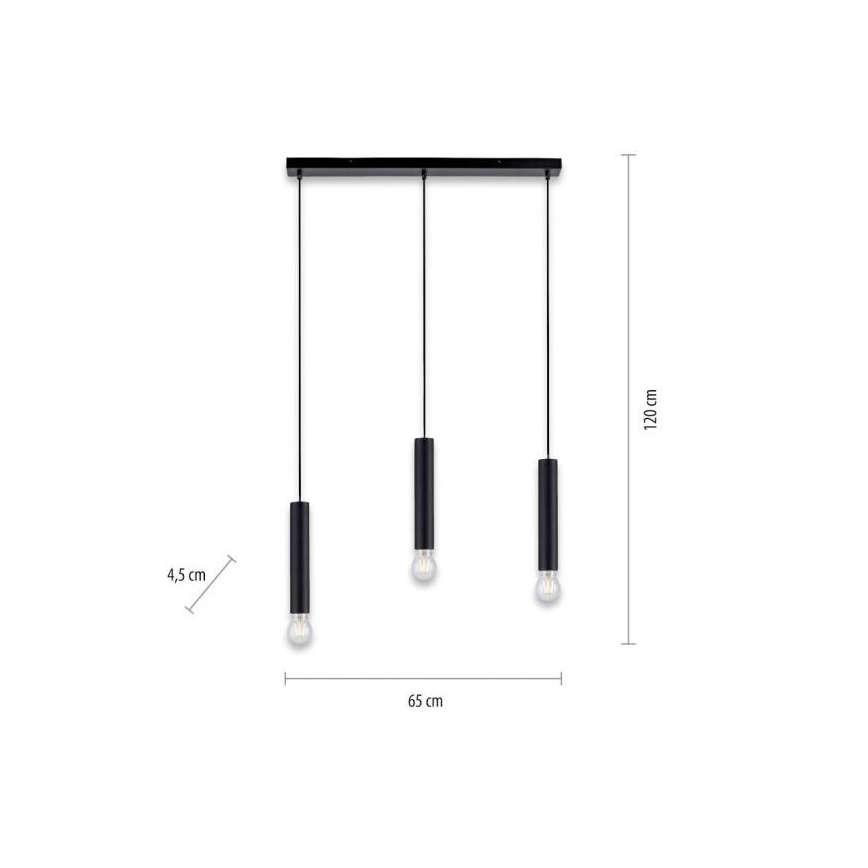 Leuchten Direkt 15618-18 - Пендел BRUNA 3xE27/60W/230V черен