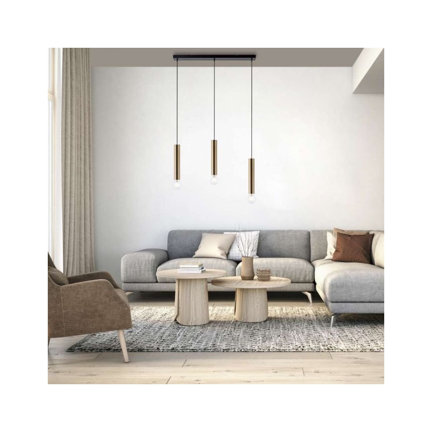 Leuchten Direkt 15618-60 - Пендел BRUNA 3xE27/60W/230V месинг