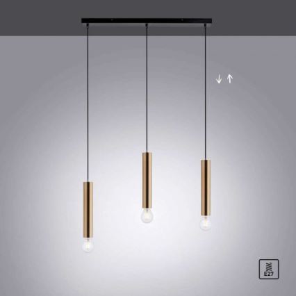 Leuchten Direkt 15618-60 - Пендел BRUNA 3xE27/60W/230V месинг