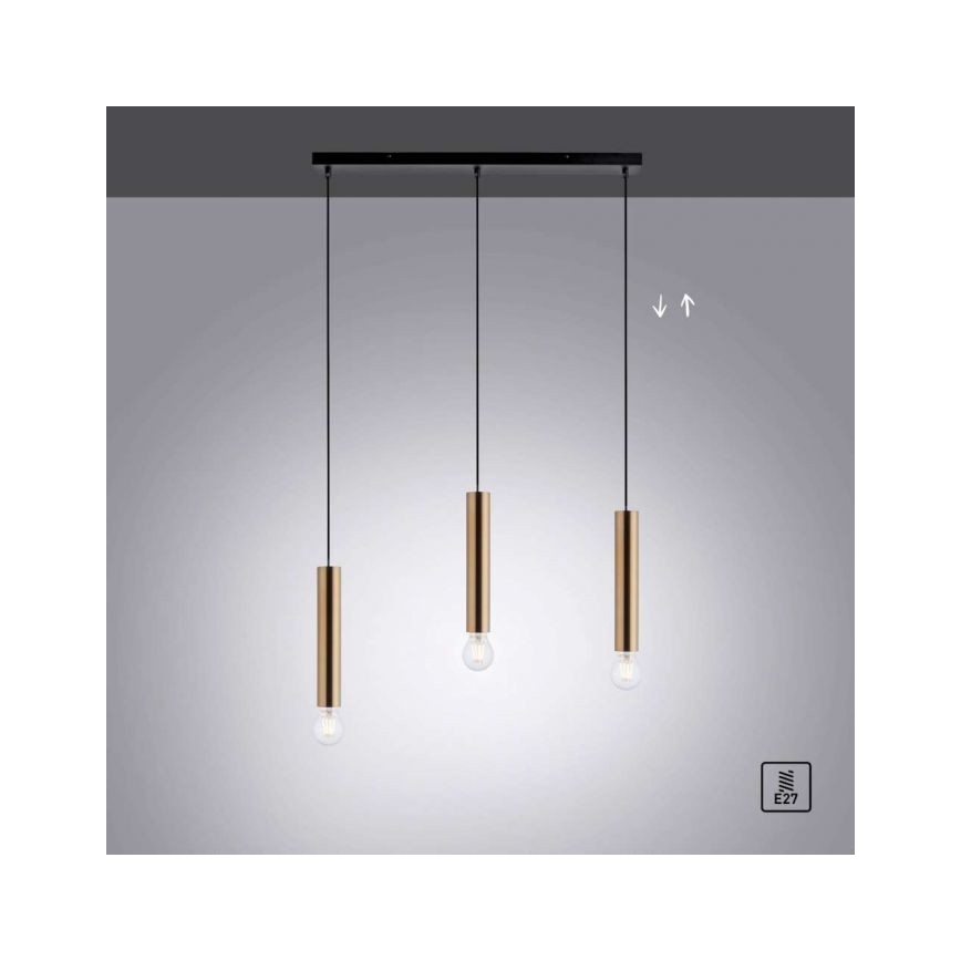 Leuchten Direkt 15618-60 - Пендел BRUNA 3xE27/60W/230V месинг