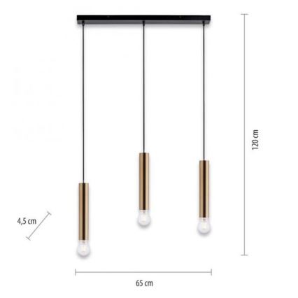 Leuchten Direkt 15618-60 - Пендел BRUNA 3xE27/60W/230V месинг