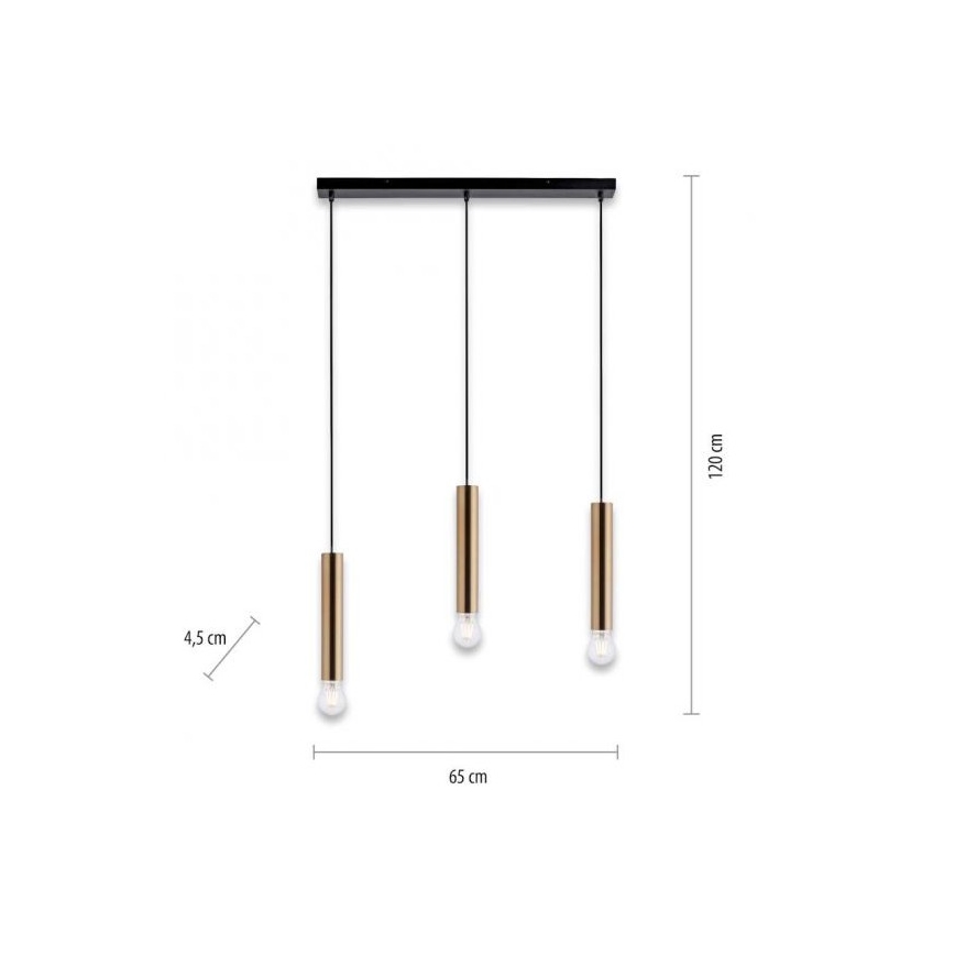Leuchten Direkt 15618-60 - Пендел BRUNA 3xE27/60W/230V месинг