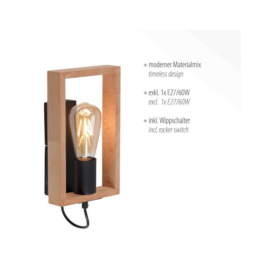 Leuchten Direkt 15654-18 - Аплик FRANKY 1xE27/60W/230V акация
