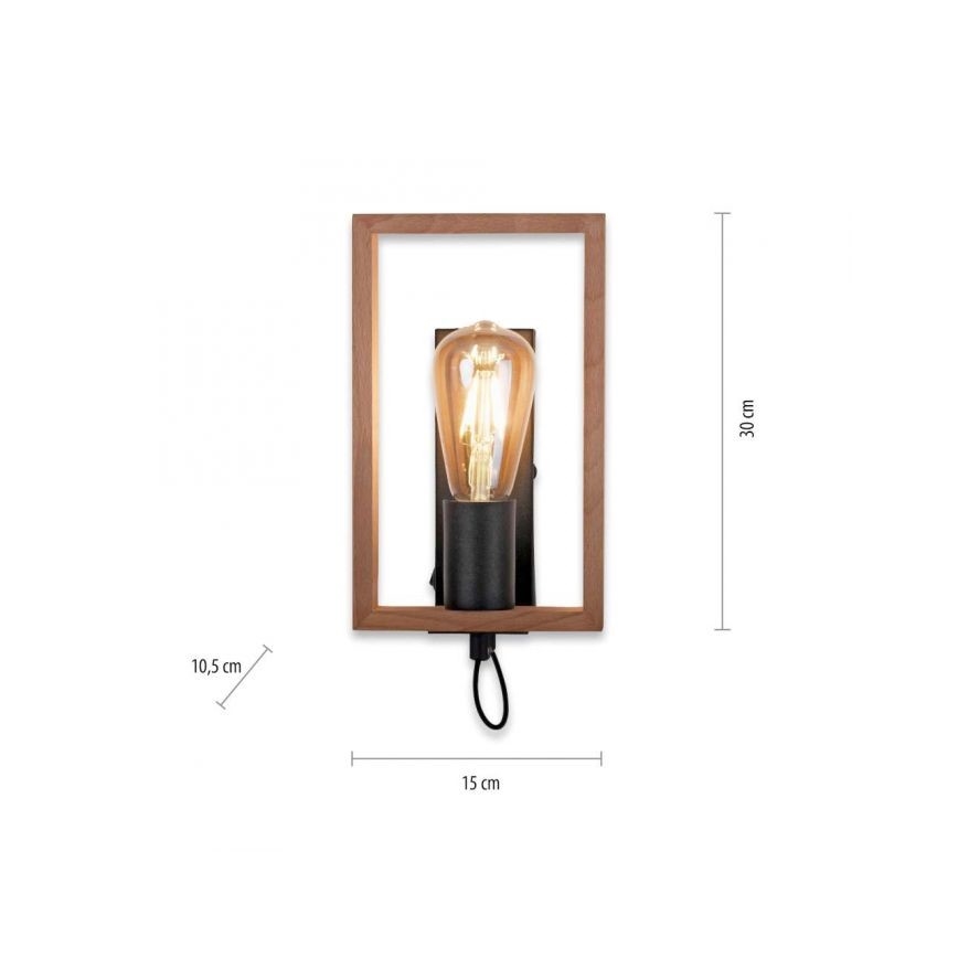 Leuchten Direkt 15654-18 - Аплик FRANKY 1xE27/60W/230V акация
