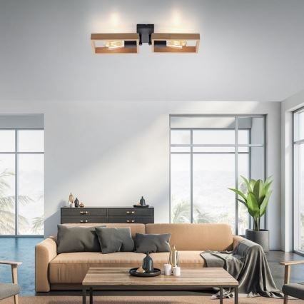 Leuchten Direkt 15657-18 - Полилей за повърхностен монтаж FRANKY 2xE27/60W/230V акация