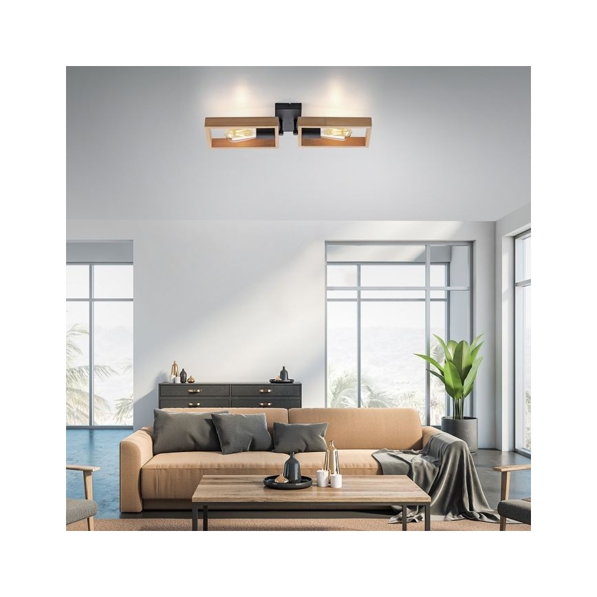Leuchten Direkt 15657-18 - Полилей за повърхностен монтаж FRANKY 2xE27/60W/230V акация