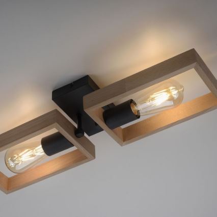 Leuchten Direkt 15657-18 - Полилей за повърхностен монтаж FRANKY 2xE27/60W/230V акация