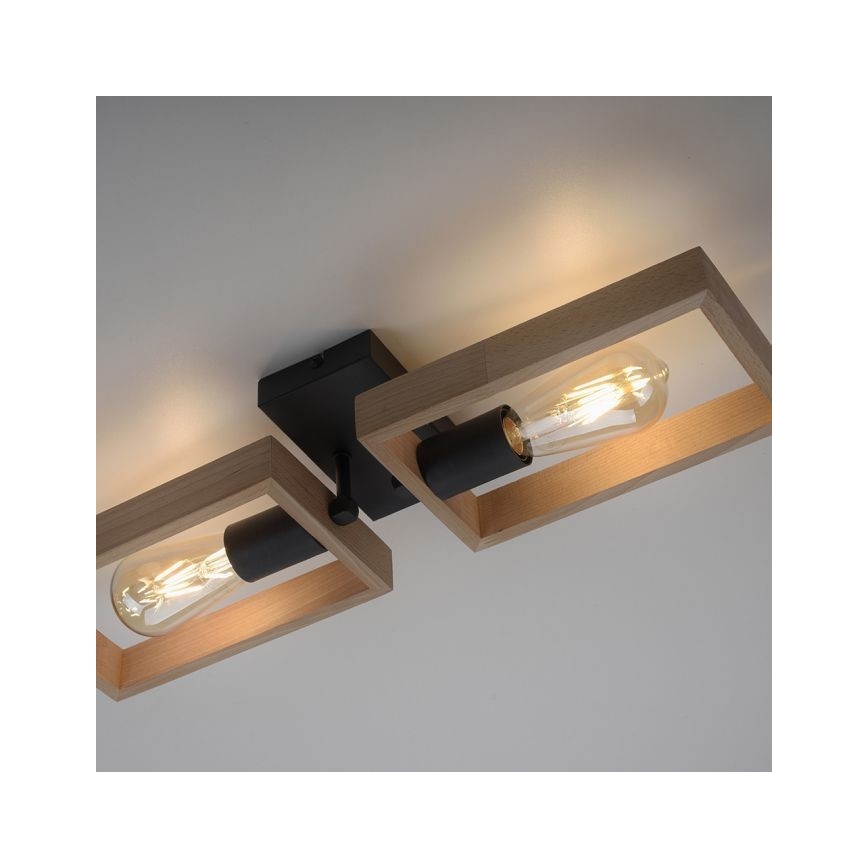 Leuchten Direkt 15657-18 - Полилей за повърхностен монтаж FRANKY 2xE27/60W/230V акация