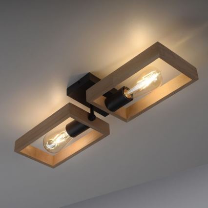 Leuchten Direkt 15657-18 - Полилей за повърхностен монтаж FRANKY 2xE27/60W/230V акация
