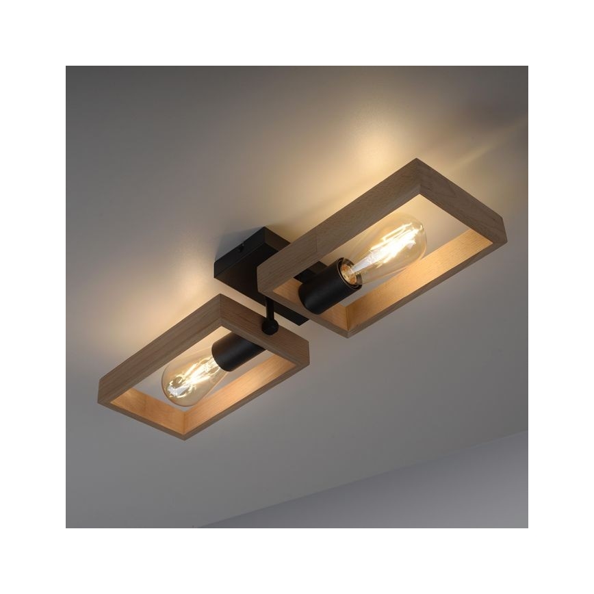 Leuchten Direkt 15657-18 - Полилей за повърхностен монтаж FRANKY 2xE27/60W/230V акация